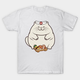 Funny fat cat is a sushi chef T-Shirt